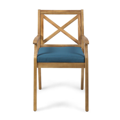 Perla Dining Chair 2pcs with Blue Cushions