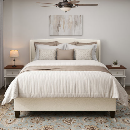 King Size Bed Frame with Upholstered Teddy Velvet Headboard