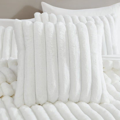 Everett 4-Piece White Micro Mink King Bedding Ensemble