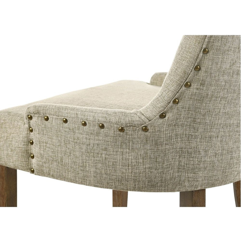 Yotam - Side Chair (Set of 2) - Beige Fabric & Salvaged Oak