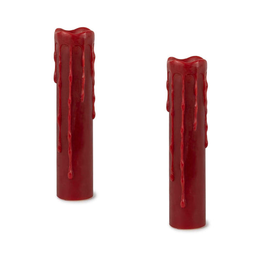 Set of 2 Red LED Drip Wax Candles with Remote
