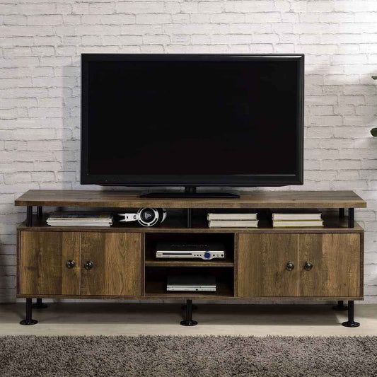 Ensata II - TV Stand - Rustic Oak & Black