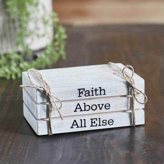Faux Book Stack: Faith Above All Else