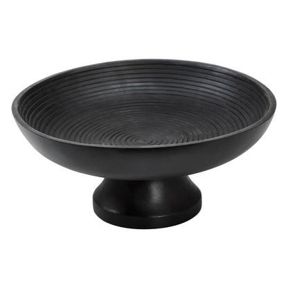 Ribbed Black Wooden Farmhouse Accent Bowl