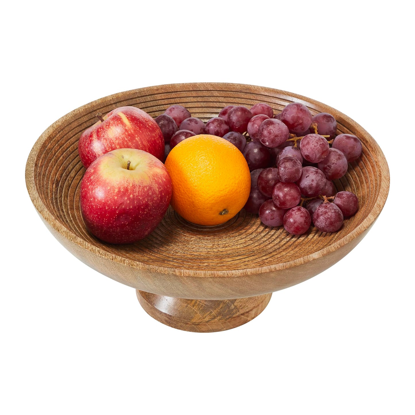 Ribbed Natural Wooden Farmhouse Accent Bowl