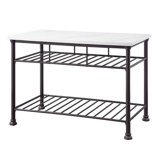 Freyja - Kitchen Island - White Cultured Marble Top & Gray