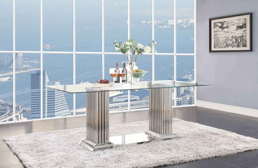 Cyrene - Dining Table - Clear Glass Top & Stainless Steel