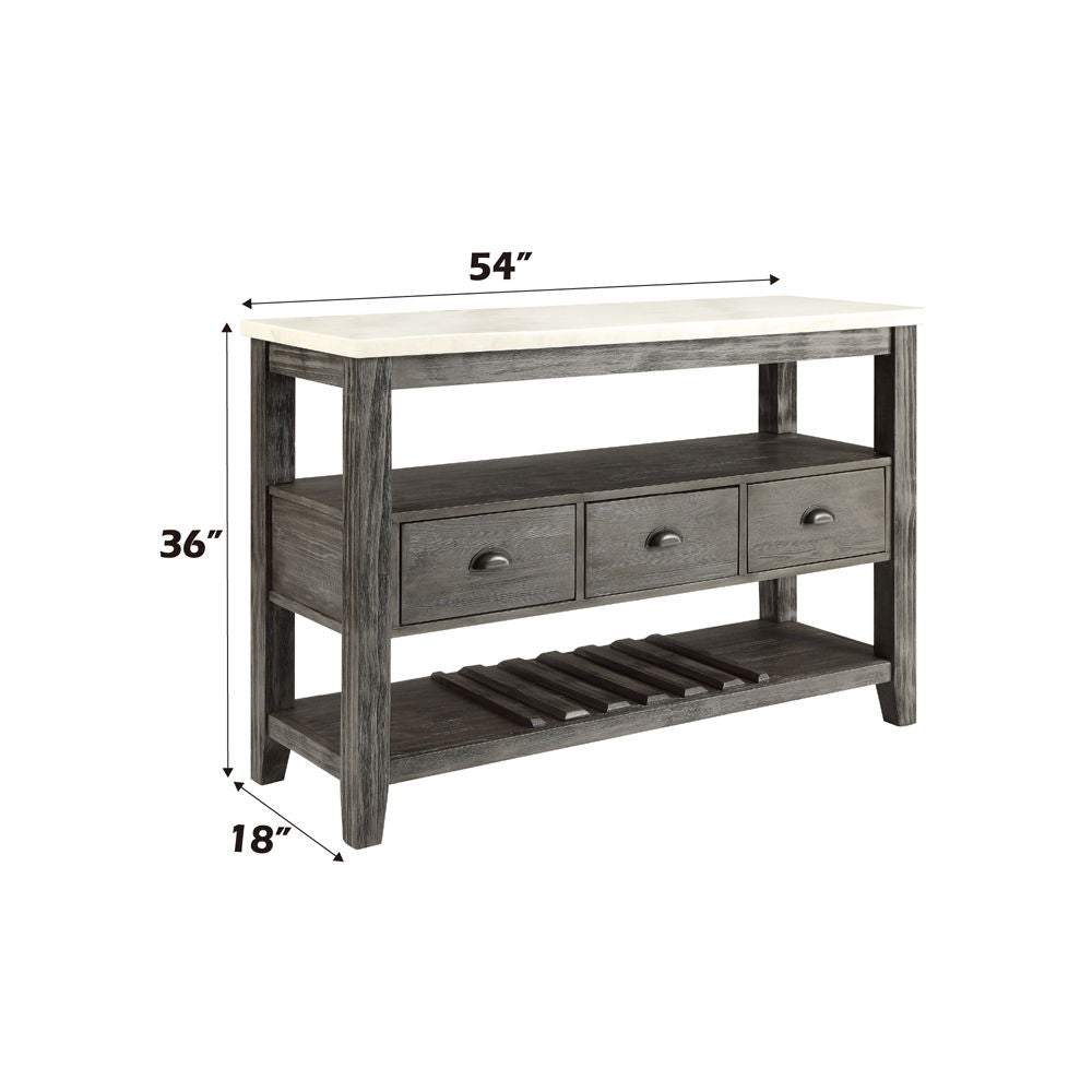 Merel - Server - White Marble Top & Gray Oak