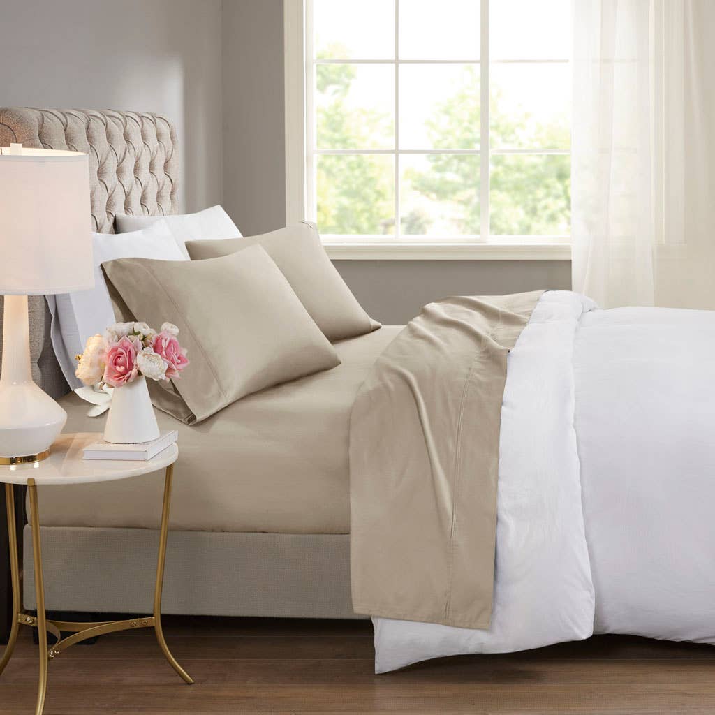 Olliix - Cooling 600 Thread Count 4 Pieces Cotton Sheets Set - PoshaBella