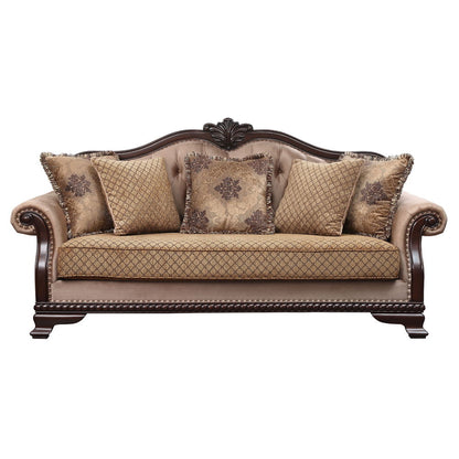 Chateau De Ville - Sofa With 5 Pillows (Same Lv01588) - Fabric & Espresso