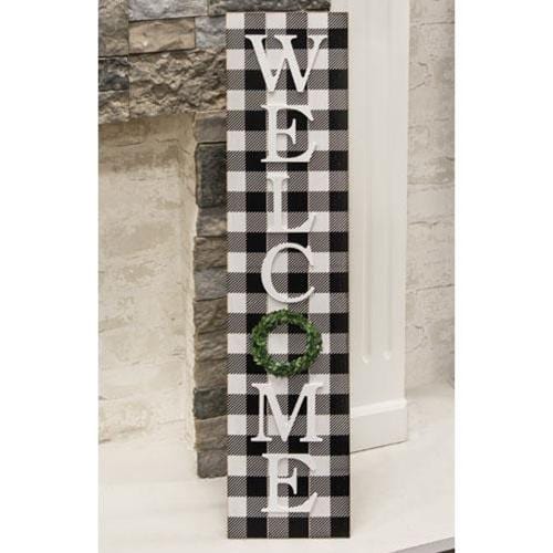 Buffalo Check Welcome Sign With Easel