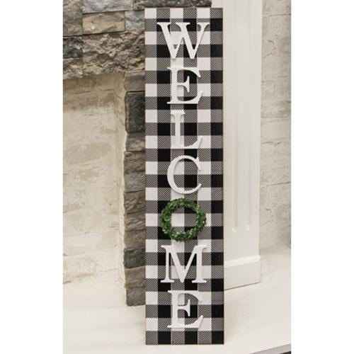 Buffalo Check Welcome Sign With Easel