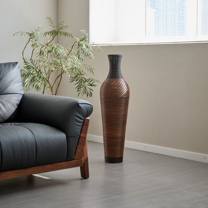 Tall Standing Designer Floor Vases With Elegant 2 Tone Finishes Ideal For Decorating Living Rooms, Bedrooms, Entryways Perfect For Decorating Your Home - Black / Gray