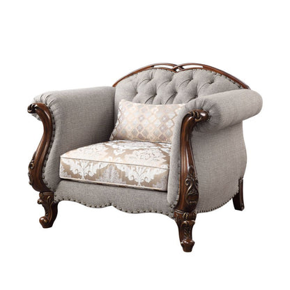Miyeon - Chair With Pillow - Fabric & Cherry