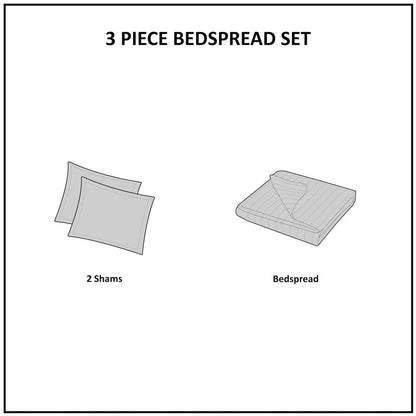 3 Piece Reversible Bedspread Set Khaki Full/Queen