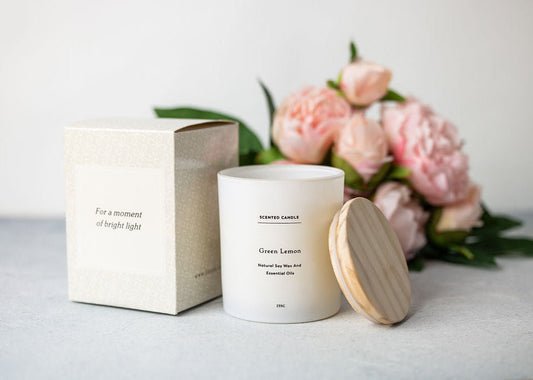 Green Lemon Soy Candle – Natural Aromatherapy Glass Jar