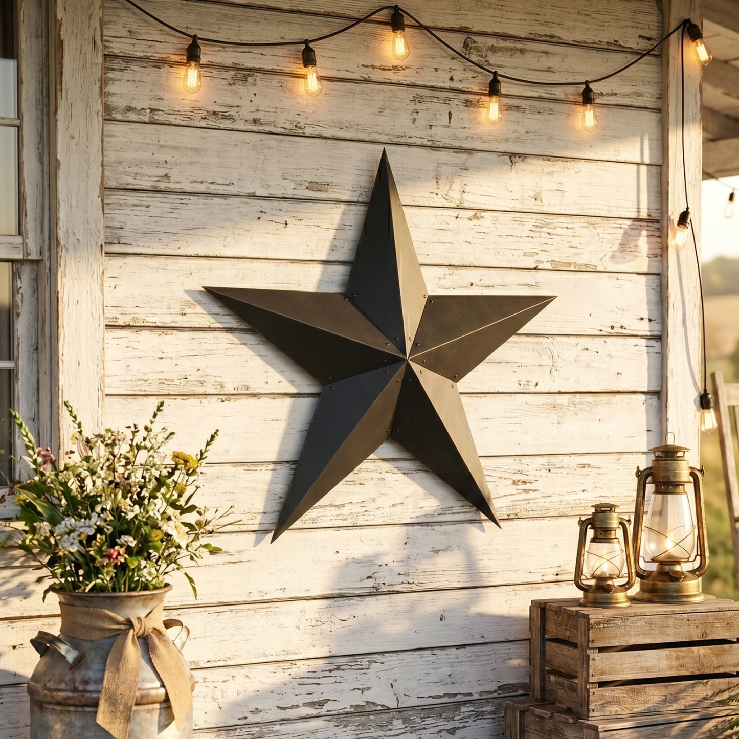 Black Barn Star Wall Decor, 36 Inch Farmhouse Accent