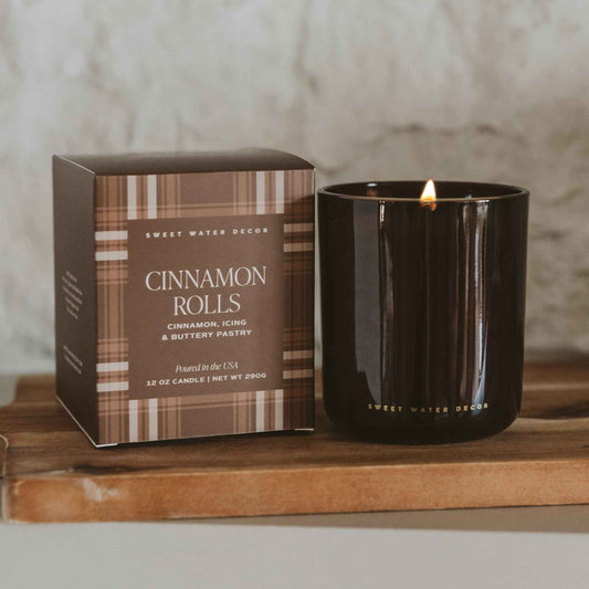 Cinnamon Rolls Soy Candle - Boxed Amber Tinted Glass Jar - 12 oz