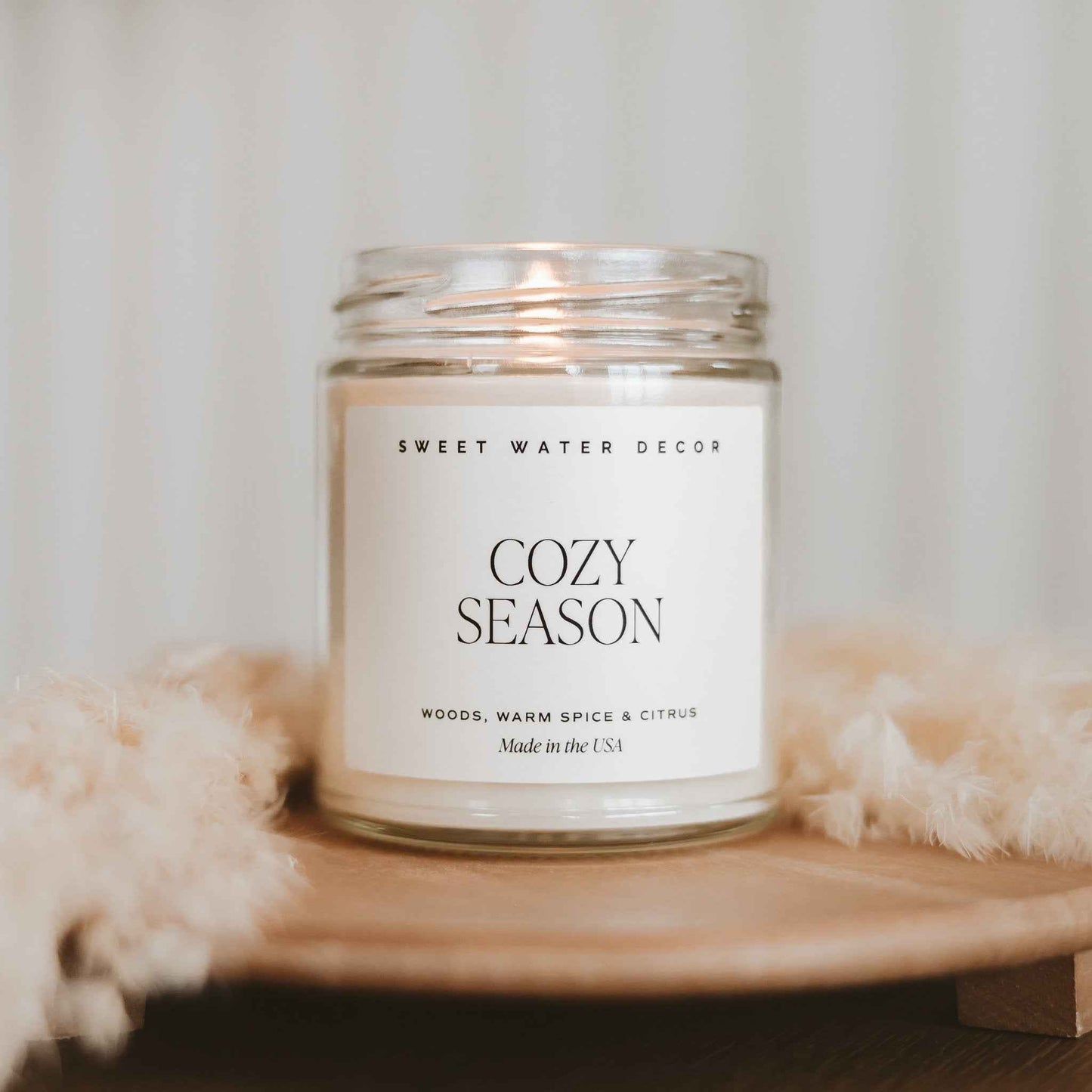 Cozy Season Soy Candle - Clear Jar - 9 oz