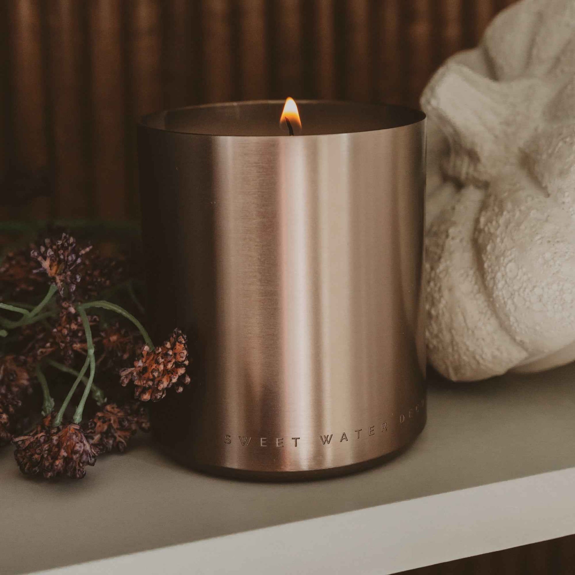 Hello Fall Soy Candle - Bronze Metal Aluminum Jar - 10 oz