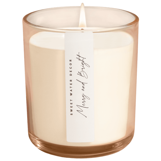 Merry and Bright Soy Candle - Tinted Glass Jar - 12 oz