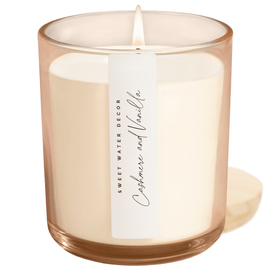 Cashmere and Vanilla Soy Candle - Tinted Glass Jar - 12 oz