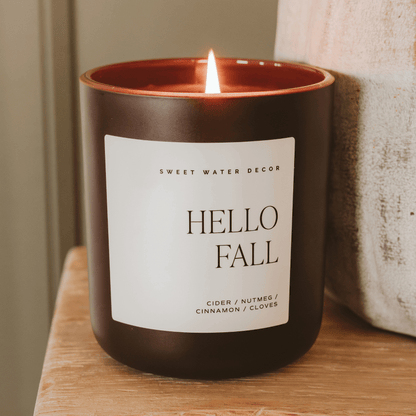 Hello Fall Soy Candle - Brown Matte Jar - 15 oz