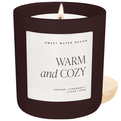 Warm and Cozy Soy Candle - Brown Matte Jar - 15 oz