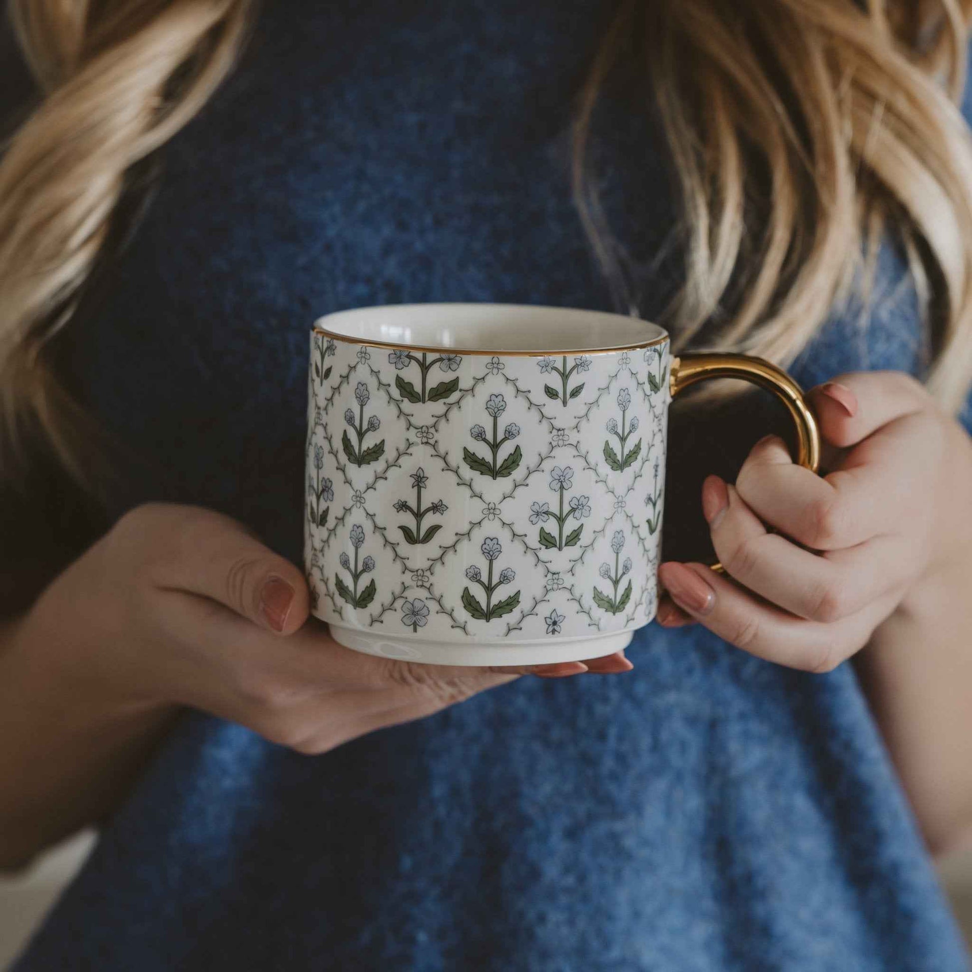 Floral Quilt 14 oz Coffee Mug