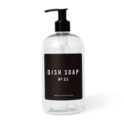 16oz Clear Plastic Dish Soap Dispenser - Black Label