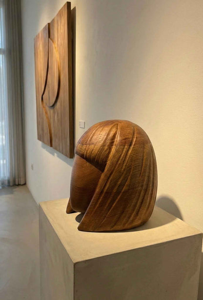 Wooden Women Head Sculpture
