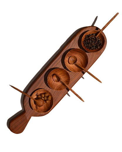 Four Condiment Serving Set Tray