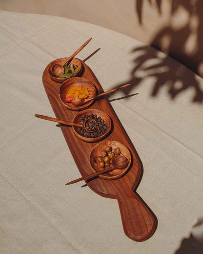 Four Condiment Serving Set Tray