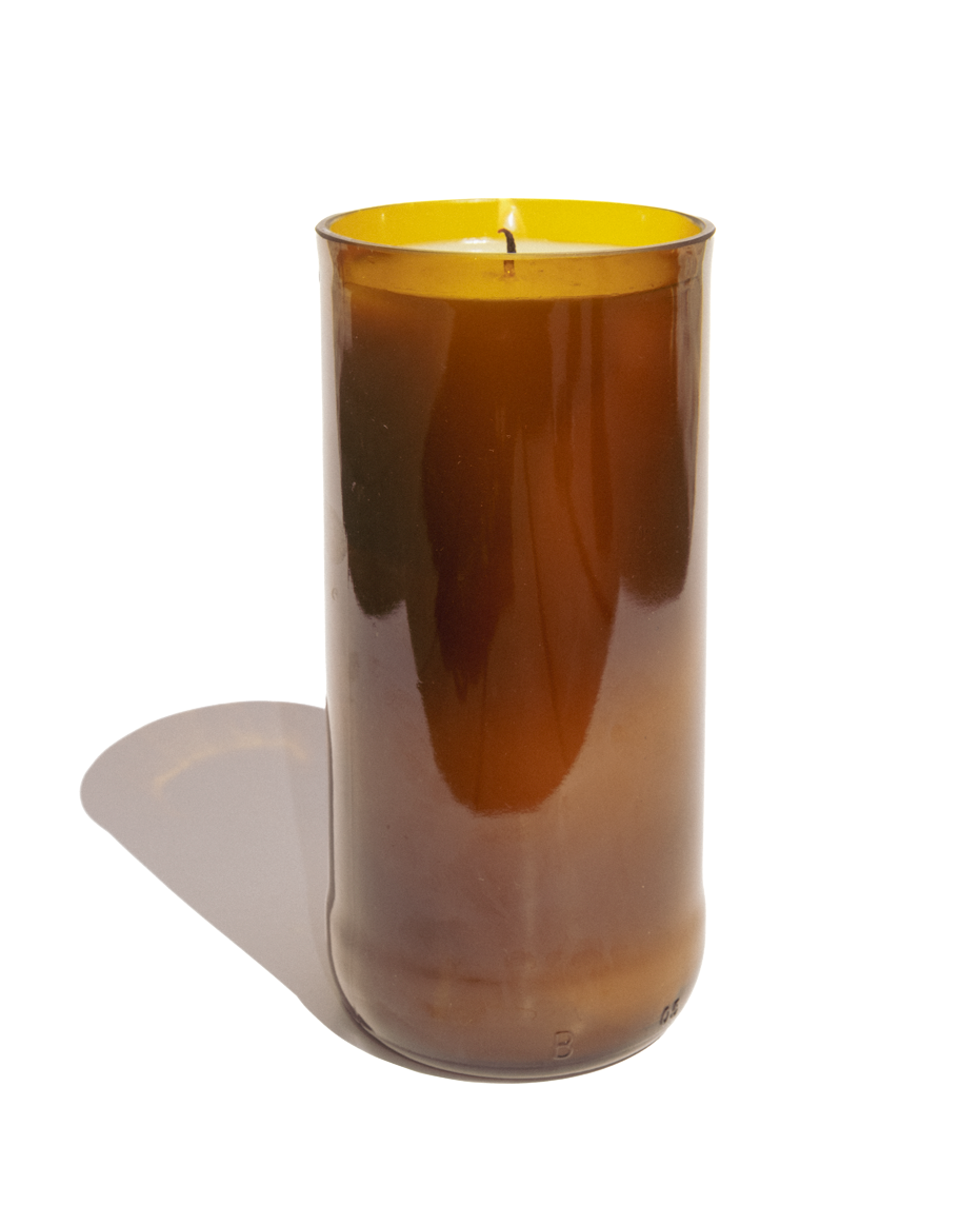Midnight Fig Reclaimed Amber Bottle Candle - PoshaBella
