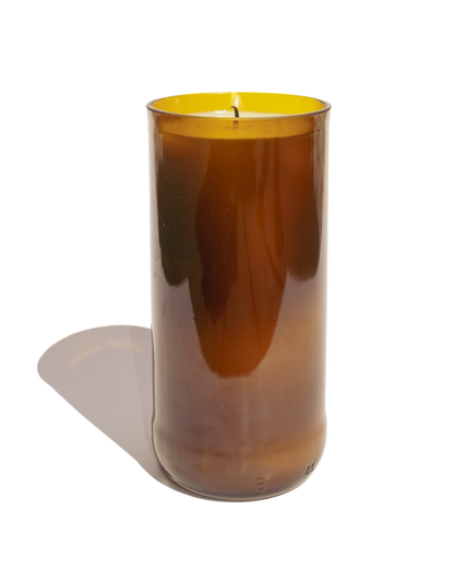 Midnight Fig Reclaimed Amber Bottle Candle - PoshaBella