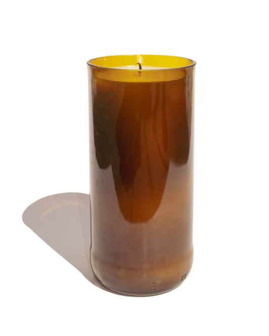 Midnight Fig Reclaimed Amber Bottle Candle - PoshaBella