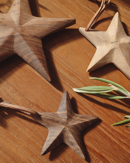 Walnut Star Ornament - PoshaBella