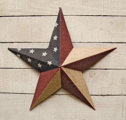 Americana Burlap Star Wall Decor 18" – Farmhouse Patriotic Accent