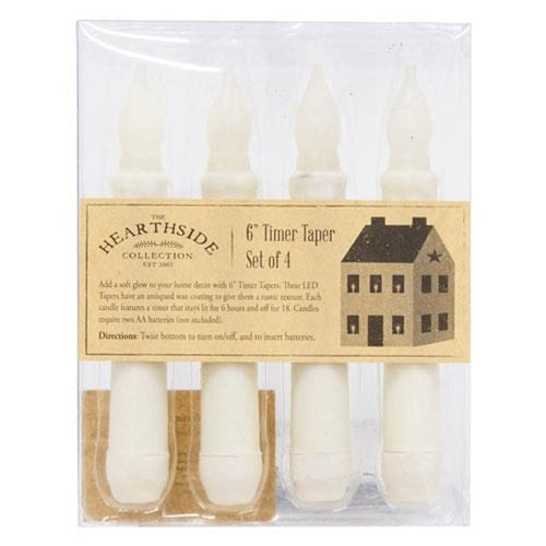 Set of 4 Ivory Timer Taper Candles