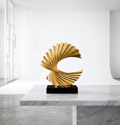 Modern Gold Wave Abstract Sculpture - Home Art Deco