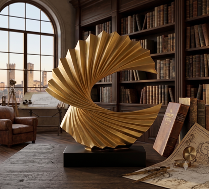 Modern Gold Wave Abstract Sculpture - Home Art Deco