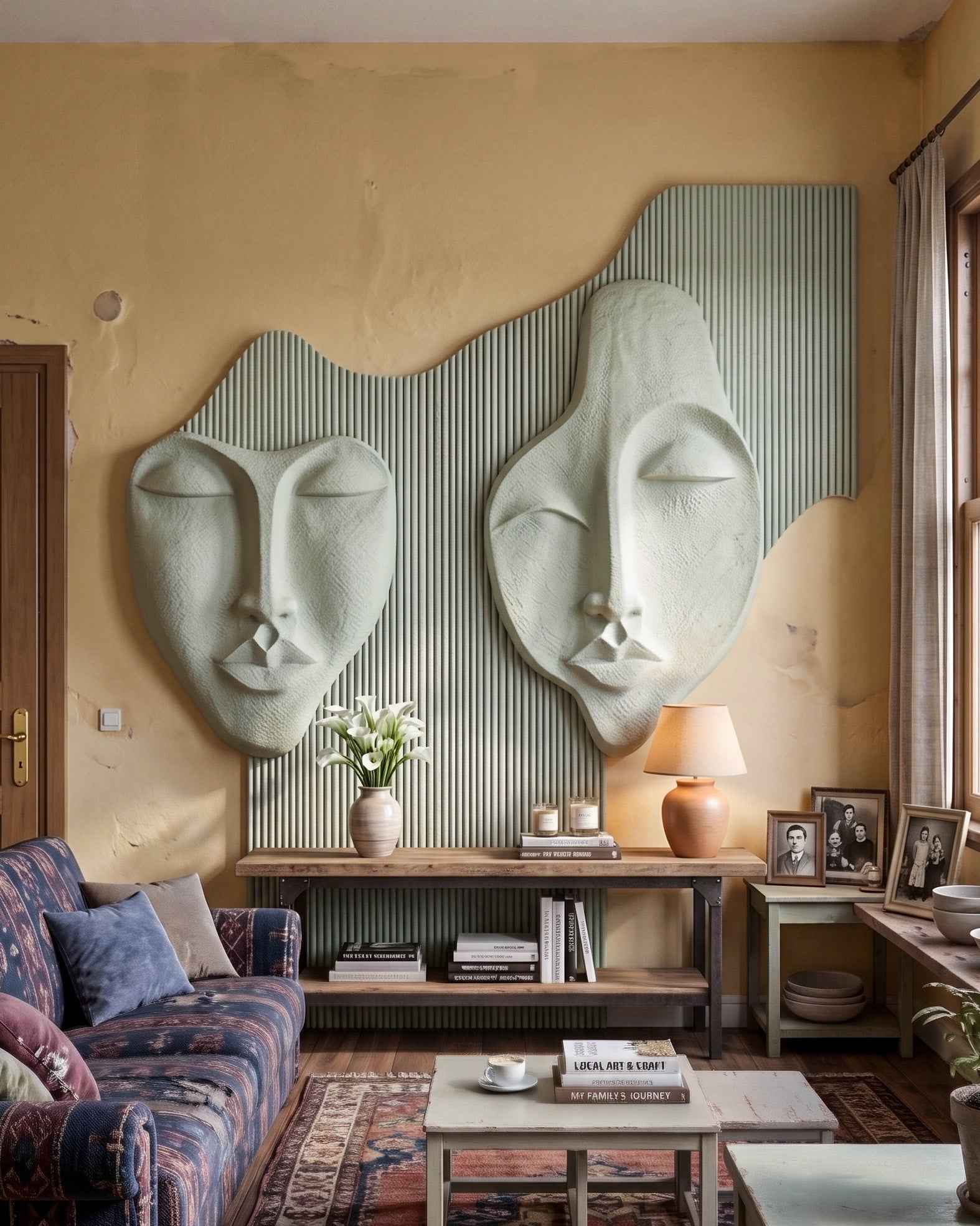 Wabi-Sabi 3D Face Wall Relief Art