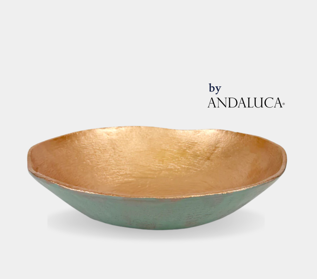 Turquoise Copper Finish Decorative 15 inch Bowl by Andaluca Home 1982 Candle Co.™