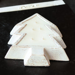 White Pottery Christmas Tree Bowl Candle - Peppered Suede