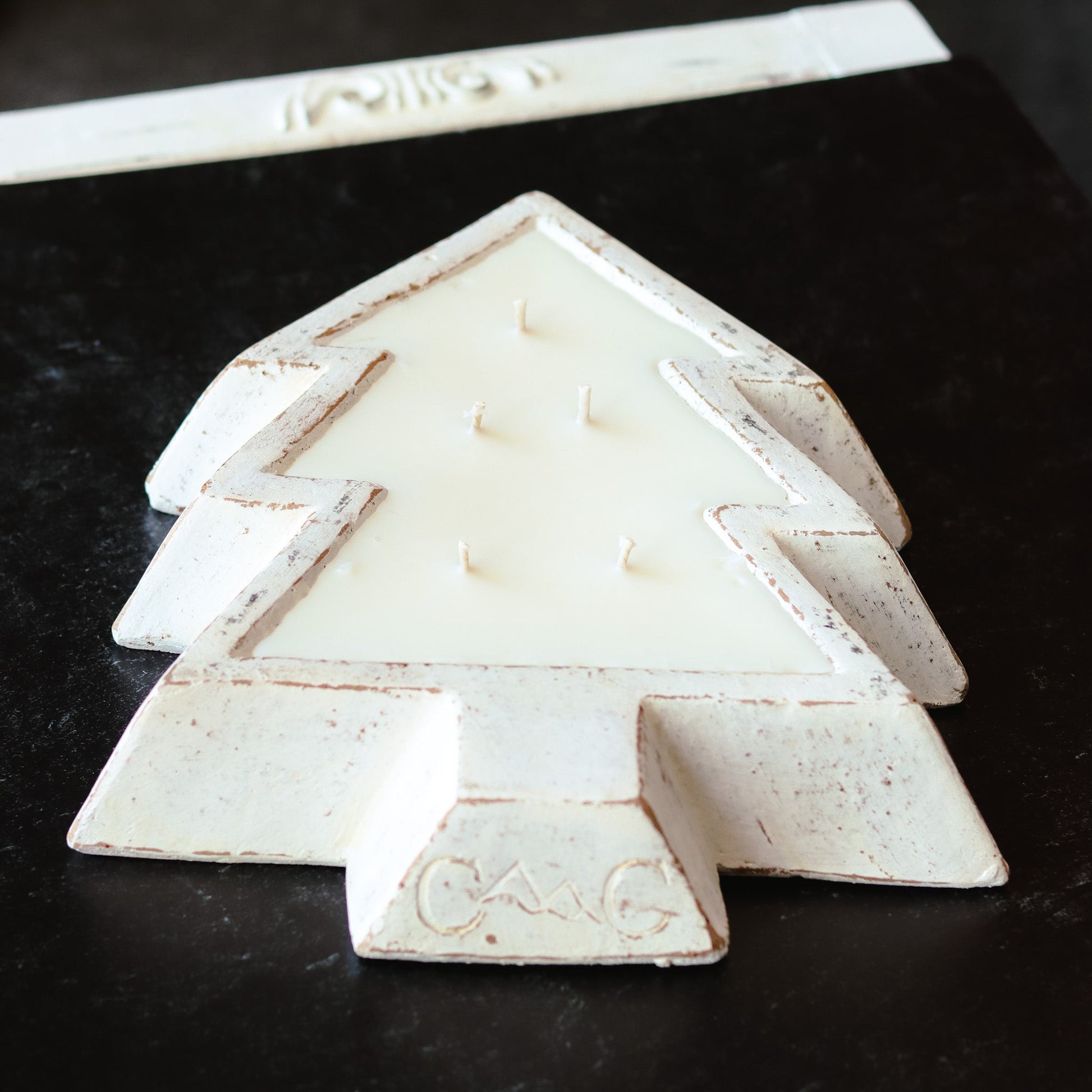 White Pottery Christmas Tree Bowl Candle - Fresh Brewed Coffee - PoshaBella