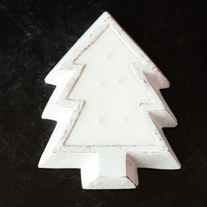 White Pottery Christmas Tree Bowl Candle - Holly Berry - PoshaBella