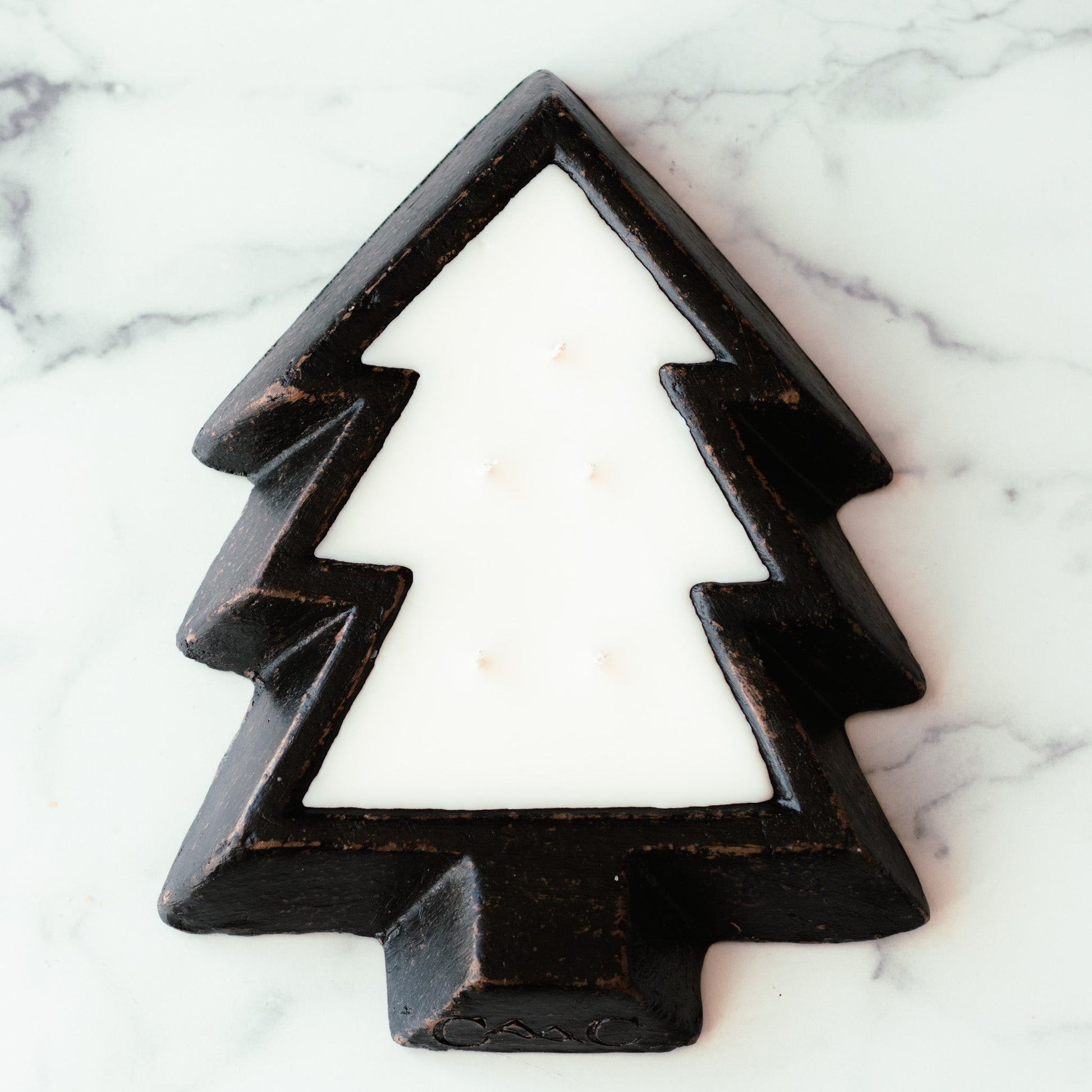 Black Pottery Tree Bowl Candle - Christmas Hearth - PoshaBella