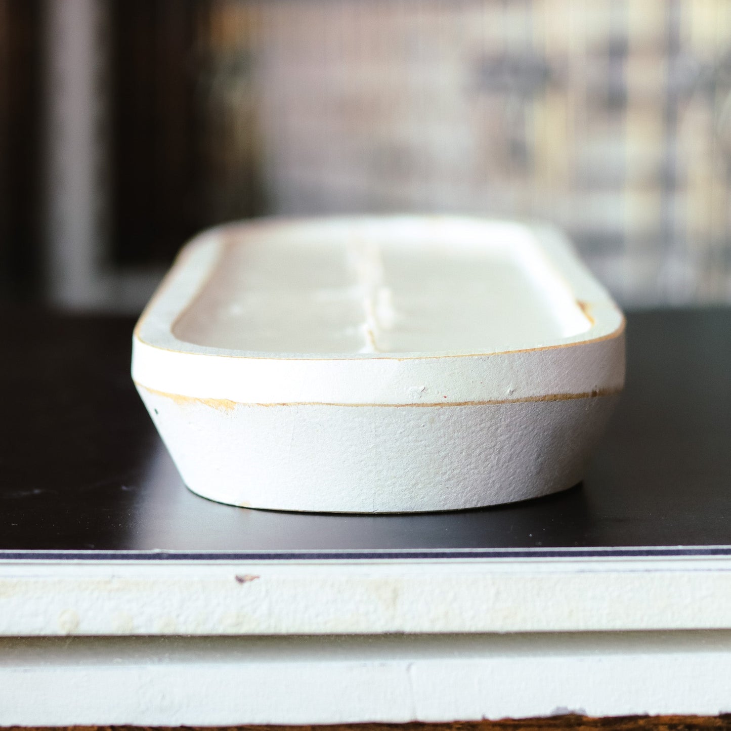 Apple Maple Bourbon - 7 Wick White Wood Dough Bowl Soy Candle - PoshaBella