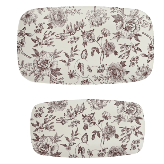Brown Delft Stacking Melamine Tray - set of 2