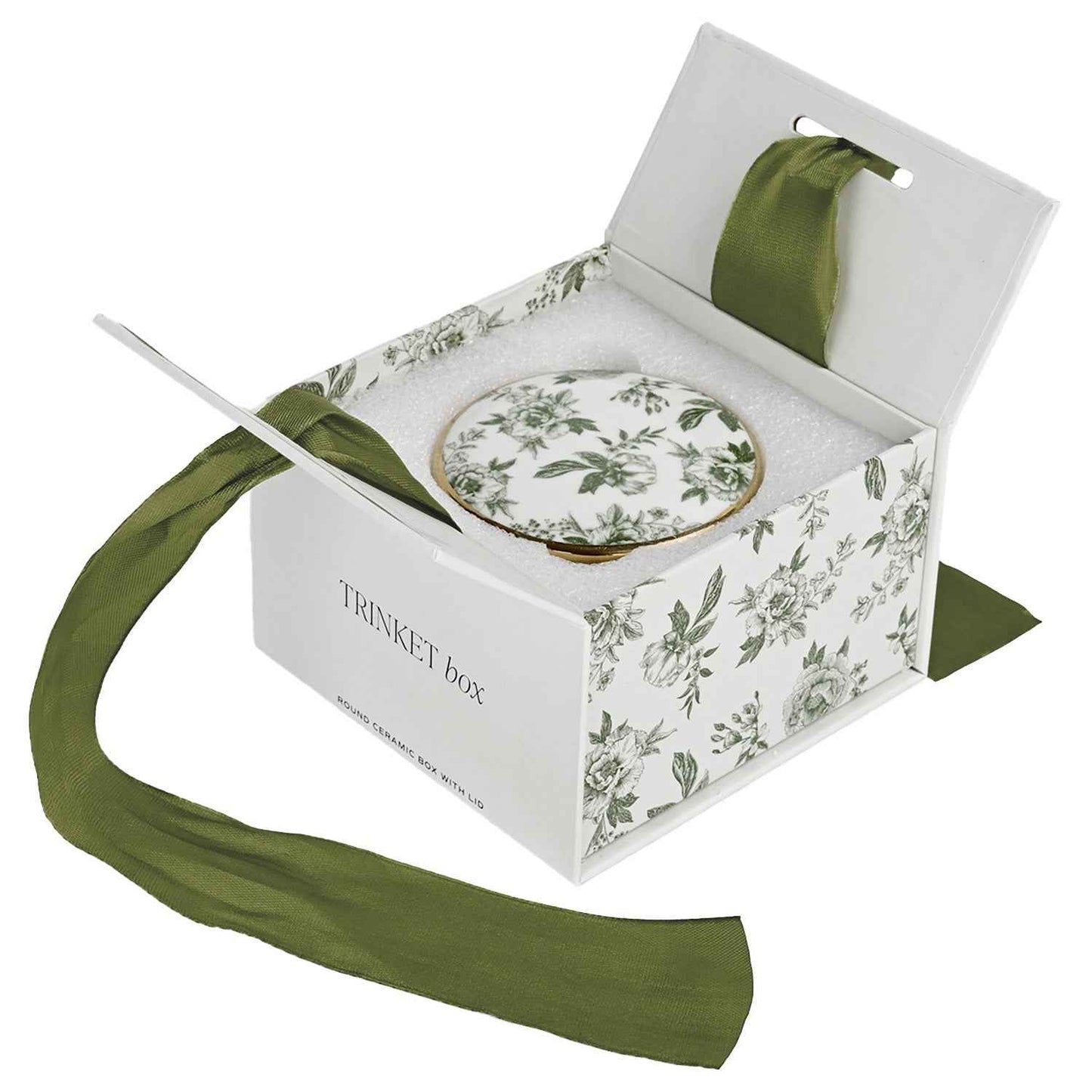 Green Delft Trinket Dish with Lid